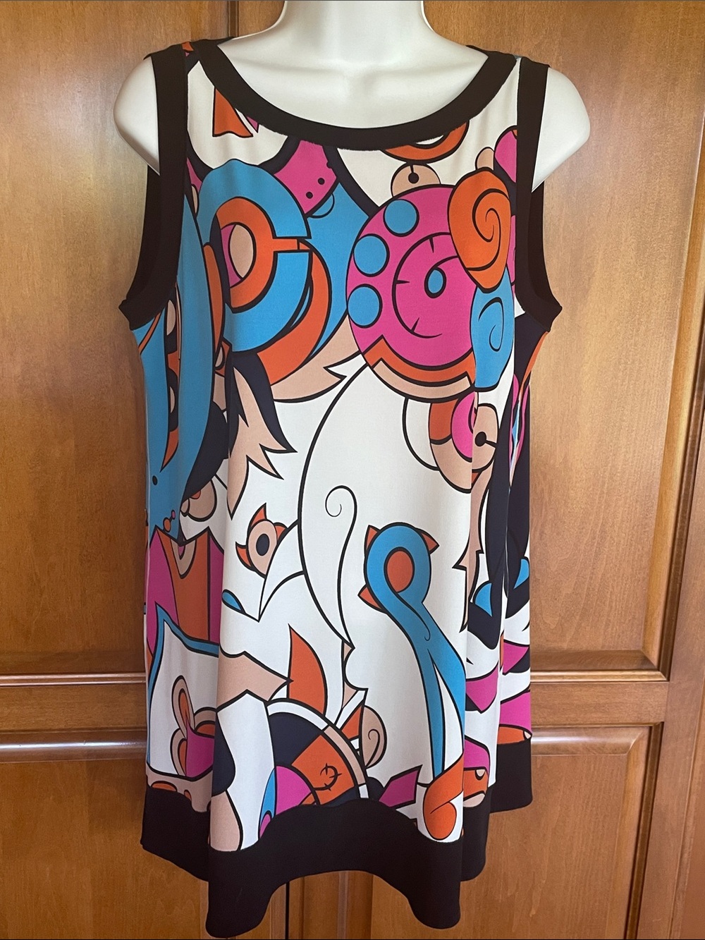 EVA VARRO Mod Print Sleeveless Tunic Top Size M Made in USA